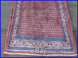 Vintage Hand Made Traditional Oriental Wool Red Pink Large Long Rug 223x117cm