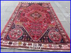 Vintage Hand Made Traditional Oriental Wool Red Pink Large Rug Carpet 284x193cm