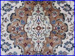 Vintage Hand Made Traditional Oriental Wool White Brown Large Carpet 343x242cm
