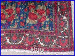 Vintage Hand Made Traditional Rug Oriental Rug Wool Blue Large Carpet 293x192cm