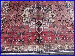Vintage Hand Made Traditional Rug Oriental Rug Wool Pink Large Carpet 265x200cm