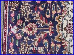Vintage Hand Made Traditional Rug Oriental Wool Blue Large Rug Carpet 236x134cm