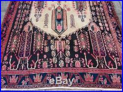 Vintage Hand Made Traditional Rug Oriental Wool Blue Pink Large Carpet 262x180cm