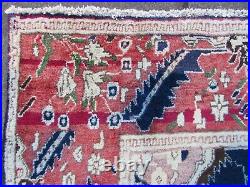 Vintage Hand Made Traditional Rug Oriental Wool Blue Pink Large Rug 238x162cm