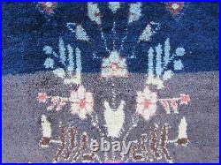 Vintage Hand Made Traditional Rug Oriental Wool Blue Pink Large Rug 238x162cm