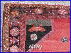 Vintage Hand Made Traditional Rug Oriental Wool Red Pink Large Carpet 287x176cm