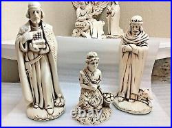 Vintage Holland Mold LARGE Ceramic Nativity Set Hand Painted 17 Pieces 1960s-70s