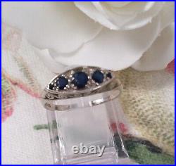 Vintage Jewellery Antique Art Deco Jewelry Ring with Blue Sapphires large size Z