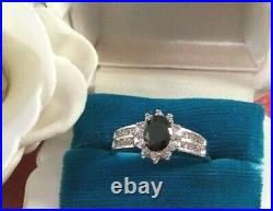 Vintage Jewellery Gold Ring Black White Sapphires Antique Deco Jewelry size 11 W