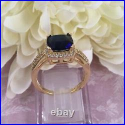 Vintage Jewellery Gold Ring Blue and White Sapphires Antique Deco Jewelry 9 S