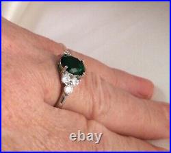 Vintage Jewellery Gold Ring Emerald and White Sapphires Antique Deco Jewelry