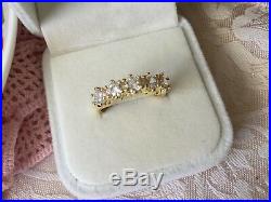 Vintage Jewellery Gold Ring White Sapphires Antique Deco Jewelry large size 10 U