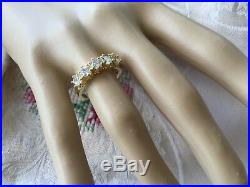 Vintage Jewellery Gold Ring White Sapphires Antique Deco Jewelry large size 10 U