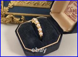 Vintage Jewellery Gold Ring White Seed Pearls Antique Deco Jewelry large 10 U