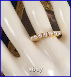 Vintage Jewellery Gold Ring White Seed Pearls Antique Deco Jewelry large 10 U