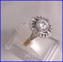 Vintage Jewellery Gold Ring with White Moissanite Diamond Antique Deco Jewelry