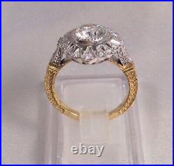 Vintage Jewellery Gold Ring with White Moissanite Diamond Antique Deco Jewelry