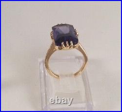 Vintage Jewellery Gold Ring with large Amethyst Antique Deco Jewelry size 10
