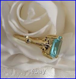 Vintage Jewellery Gold Ring with large Aquamarine Antique Deco Jewelry size 6