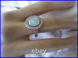 Vintage Jewellery White Gold Opal Ring with Sapphires Antique Deco Jewelry