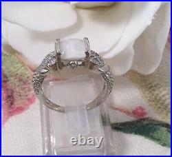 Vintage Jewellery White Gold Ring Opal Sapphires Antique Deco Jewelry large sz T