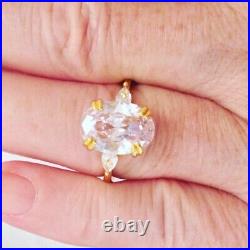 Vintage Jewellery Yellow Gold Ring White Sapphires Antique Deco Jewelry size 10