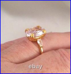 Vintage Jewellery Yellow Gold Ring White Sapphires Antique Deco Jewelry size 10