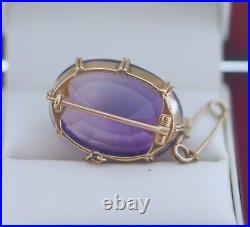 Vintage Jewelry Gold Brooch Large Natural Amethyst Antique Art Deco Jewellery