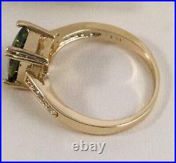 Vintage Jewelry Gold Ring Peridot White Sapphires Antique Deco Jewellery 10 U