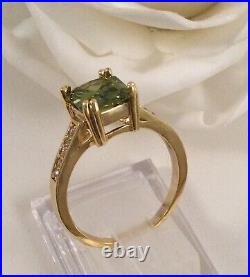 Vintage Jewelry Gold Ring Peridot White Sapphires Antique Deco Jewellery 10 U
