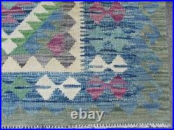 Vintage Kilim Traditional Hand Made Oriental Blue Wool Large Kilim 240x175cm