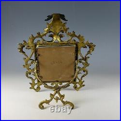 Vintage Large Gilt Brass Photo Frame Unusual Easel