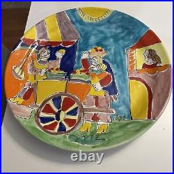 Vintage Large Italian La Musa Ceramic Hand Painted Platter Plate 17.5