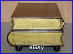 Vintage Leather Scholars Stacked Library Books Coffee Table With 2 Large Drawers