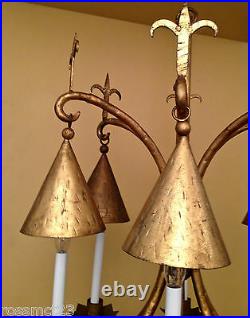 Vintage Lighting antique large 1960s gold chandelier