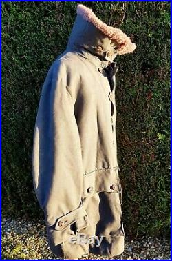 Vintage M1909 (ww2) Mats Larsson Swedish Army Sheepskin Winter Coat L/xl Mod