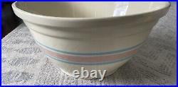 Vintage McCoy Pottery # 14 Large Oven Ware Mixing Bowl Pink Blue Stripe USA