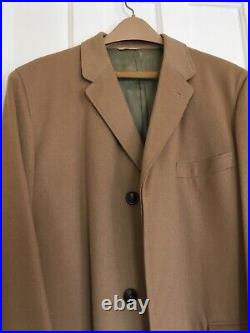 Vintage Men's Coat Camel Hair Hidden Button Front Full Length Large Custom