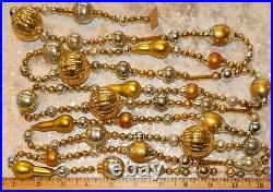 Vintage Mercury Glass Bead Christmas Garland LARGE Czech BEADS 8 + FT Gold & Sil