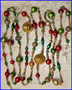 Vintage Mercury Glass bead Christmas Garland LARGE RADKO Czech BEADS 8 + FT