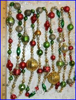 Vintage Mercury Glass bead Christmas Garland LARGE RADKO Czech BEADS 8 + FT