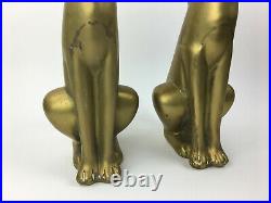 Vintage Mid Century Modern Large Brass Siamese Cat Sculptures Andiorns Fireplace