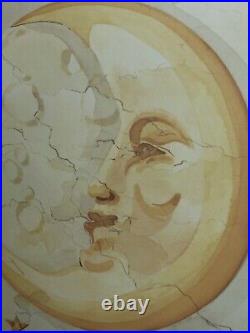 Vintage Mosaic Moon Gold Gilt Wood Frame LARGE Print