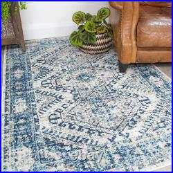 Vintage Navy Living Room Rugs Small Large Blue Area Rug Medallion Carpet Runners