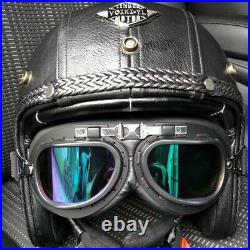 Vintage Open Face Motorcycle Helmet Handmade Deluxe Leather Cafe Racer Bobber