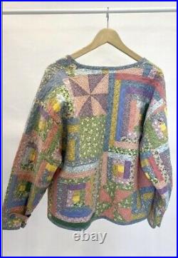 Vintage Patchwork Chore Jacket Cotton Pastel Ashley Quilt Laura
