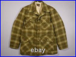 Vintage Pendleton Coat Large Sherpa Lined Jacket Plaid Wool Snap Button Western