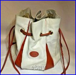 Vintage Rare Authentic GUCCI Bucket Bag Leather White & Red Made in Italy
