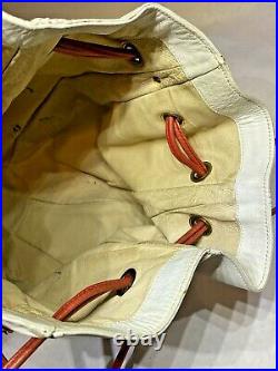 Vintage Rare Authentic GUCCI Bucket Bag Leather White & Red Made in Italy