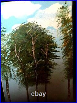 Vintage Rare Old picture Art Hand painted oil painting Large trees forest amazin